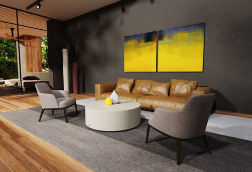Blinde Design Circ L1 Concrete Coffee Table - Bone Finish - BLD.1.T.CIR.L1.BO